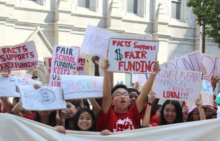Students protest before oral argument in our school funding lawsuit.